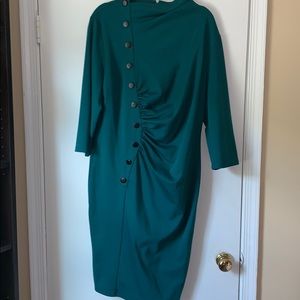 Green button detail dress